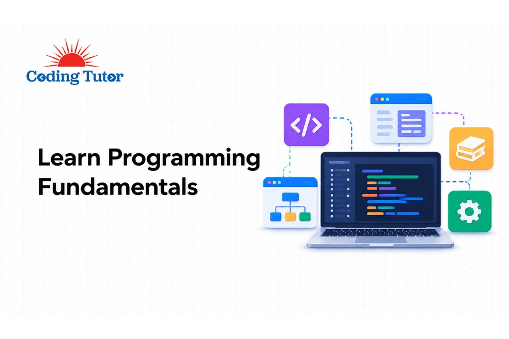 Learn programming fundamentals with code, logic, and core software concepts.